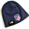 atletico madrid logo navy skull knitted beanie
